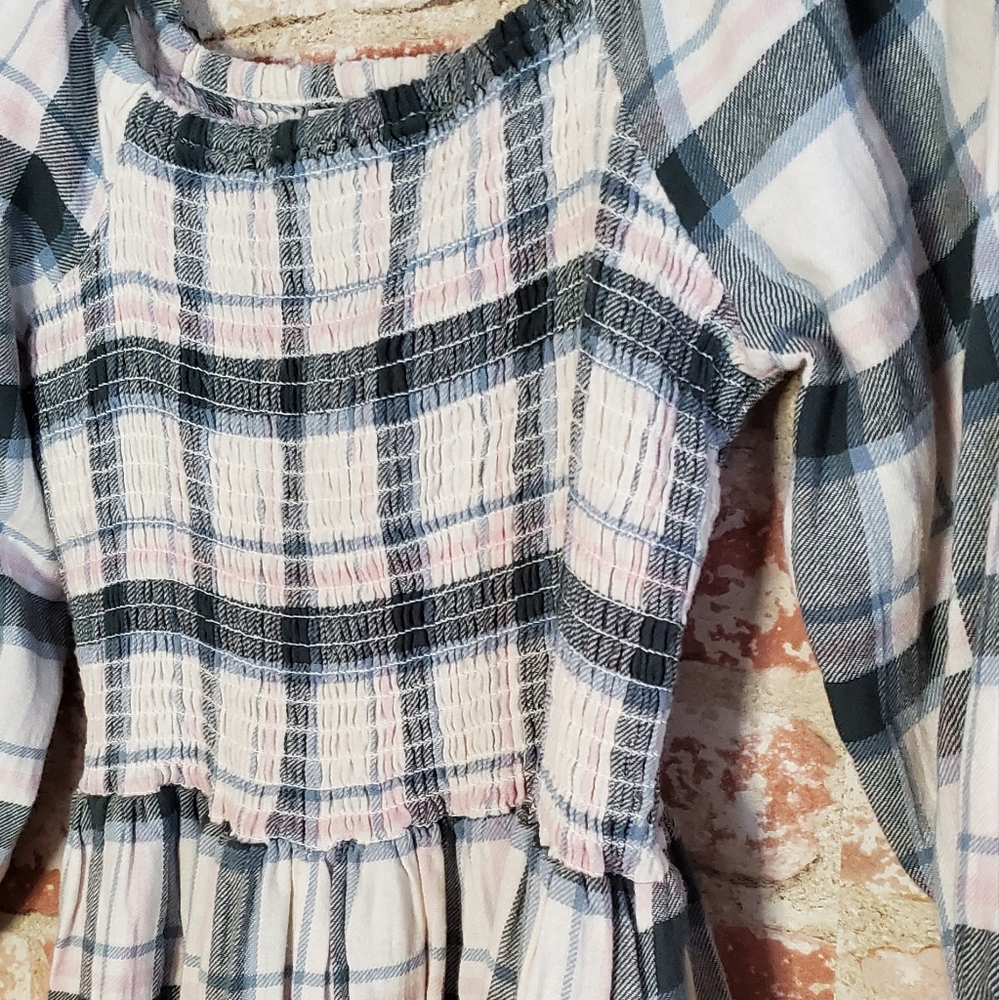 Madewell Lucie Elbow-Sleeve Smocked Mini Dress in Lebaum Plaid Medium - Picture 6 of 11